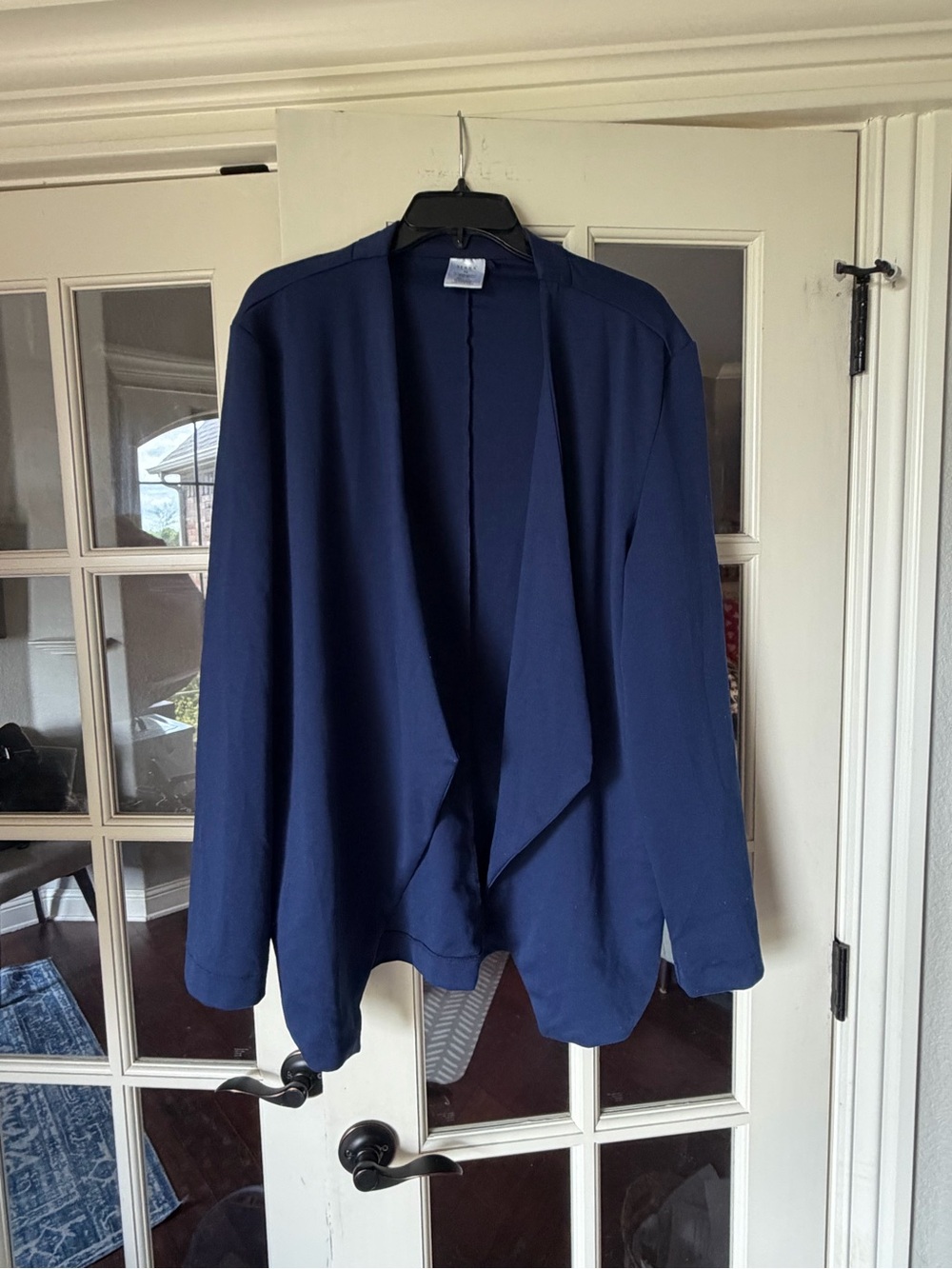 Serra XL Navy Open Front Draped Cardigan Blazer Lightweight Career Layer